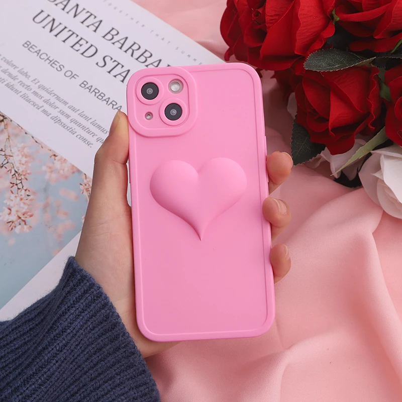Luxury lovely 3D heart phone case for iphone 13 pro max cover