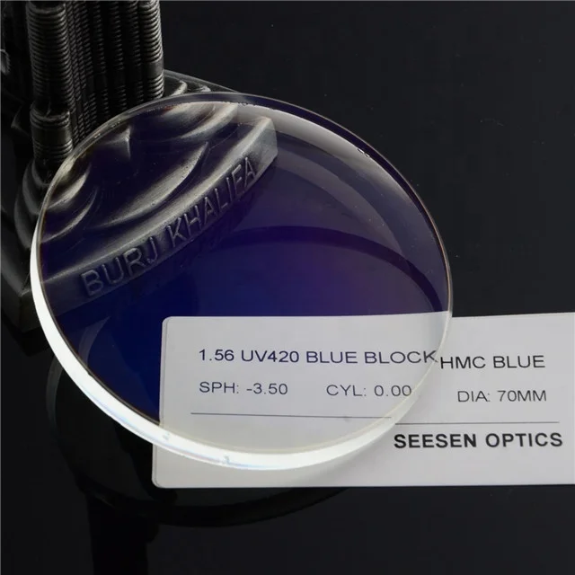 Blue cut lens 1.56 UV420 blue cut Infrared resistance optical lens with AR-coating