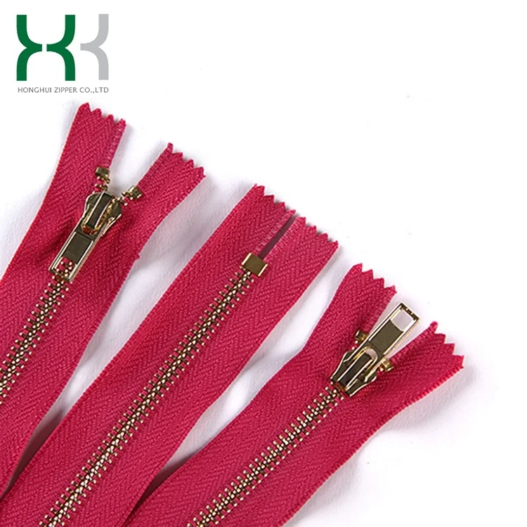 Factory sale good price decorative close end brass gold zipper