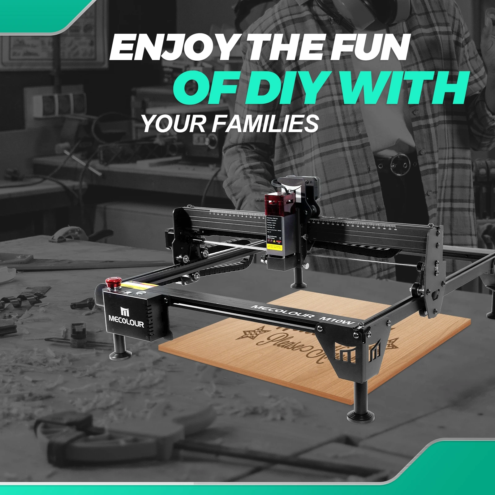 Desktop Laser Engraving and Cutting Machine Mark 4040 Small Business Leather Wood Glass Black