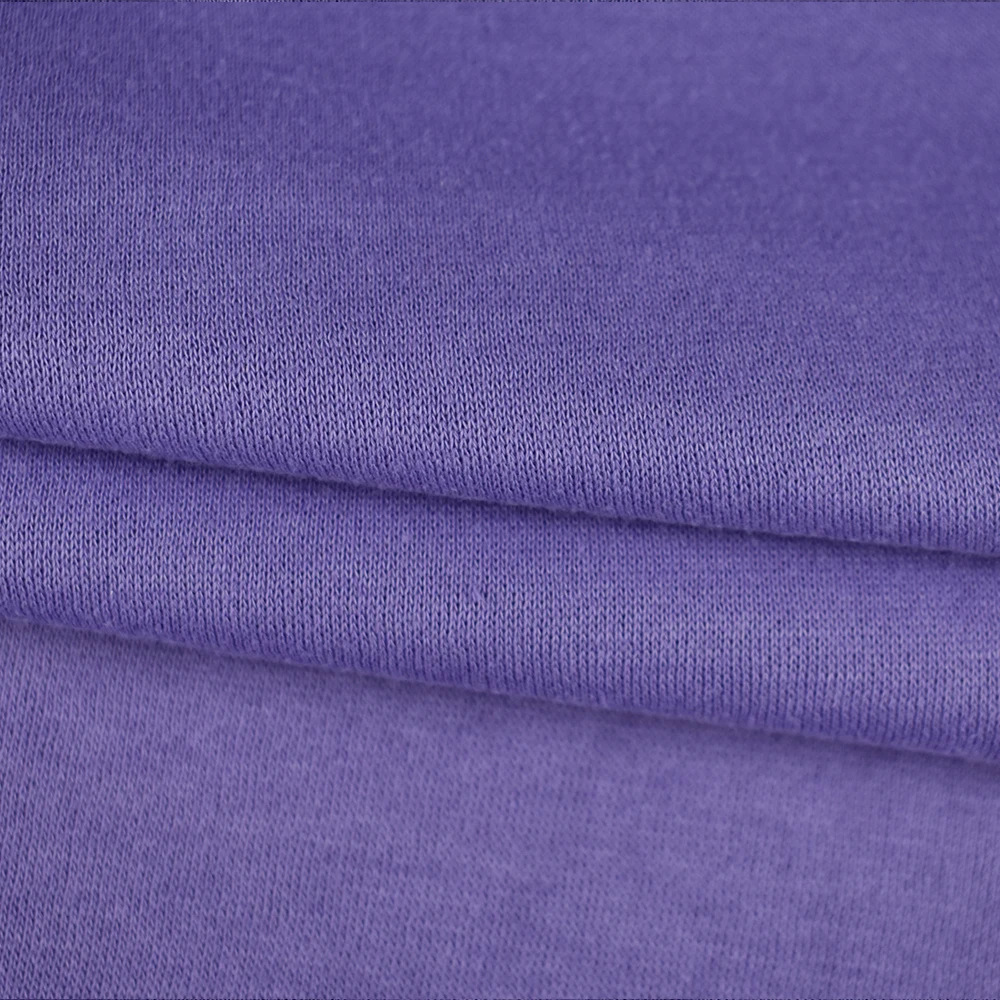 Stock lot thick and solid knit TC polyester brushed fleece fabric cotton for winter autumn hoodie
