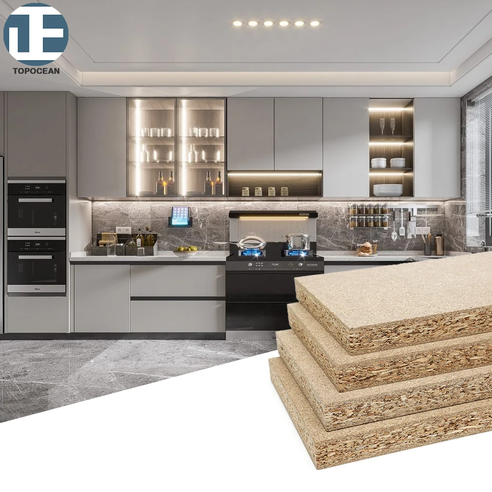 TOPOCEAN  9mm 12mm 15mm 18mm Melamine Chipboard flakeboard particle Board Wood Furniture white gloss