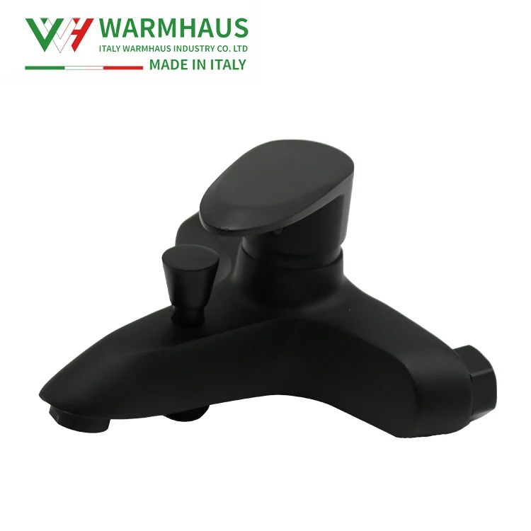 WARMHAUS Zinc Handle Zinc Body Bathtub Faucet Stainless Steel Elbow Copper Pull Rod Bathtub Faucet