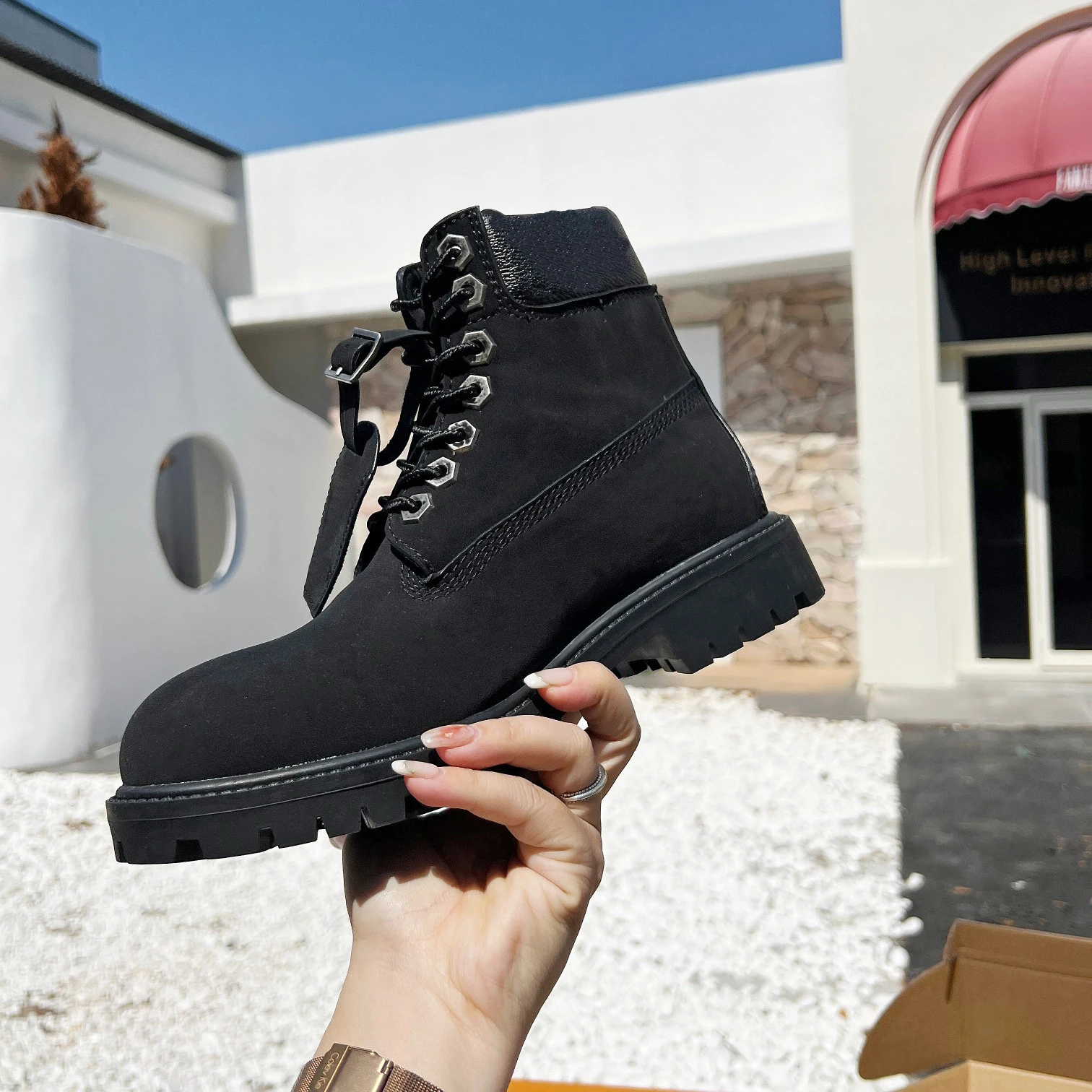 Couples Fashion Waterproof Rubber Leather Winter Boots Brand Martin Boots Shoes Factory Wholesale