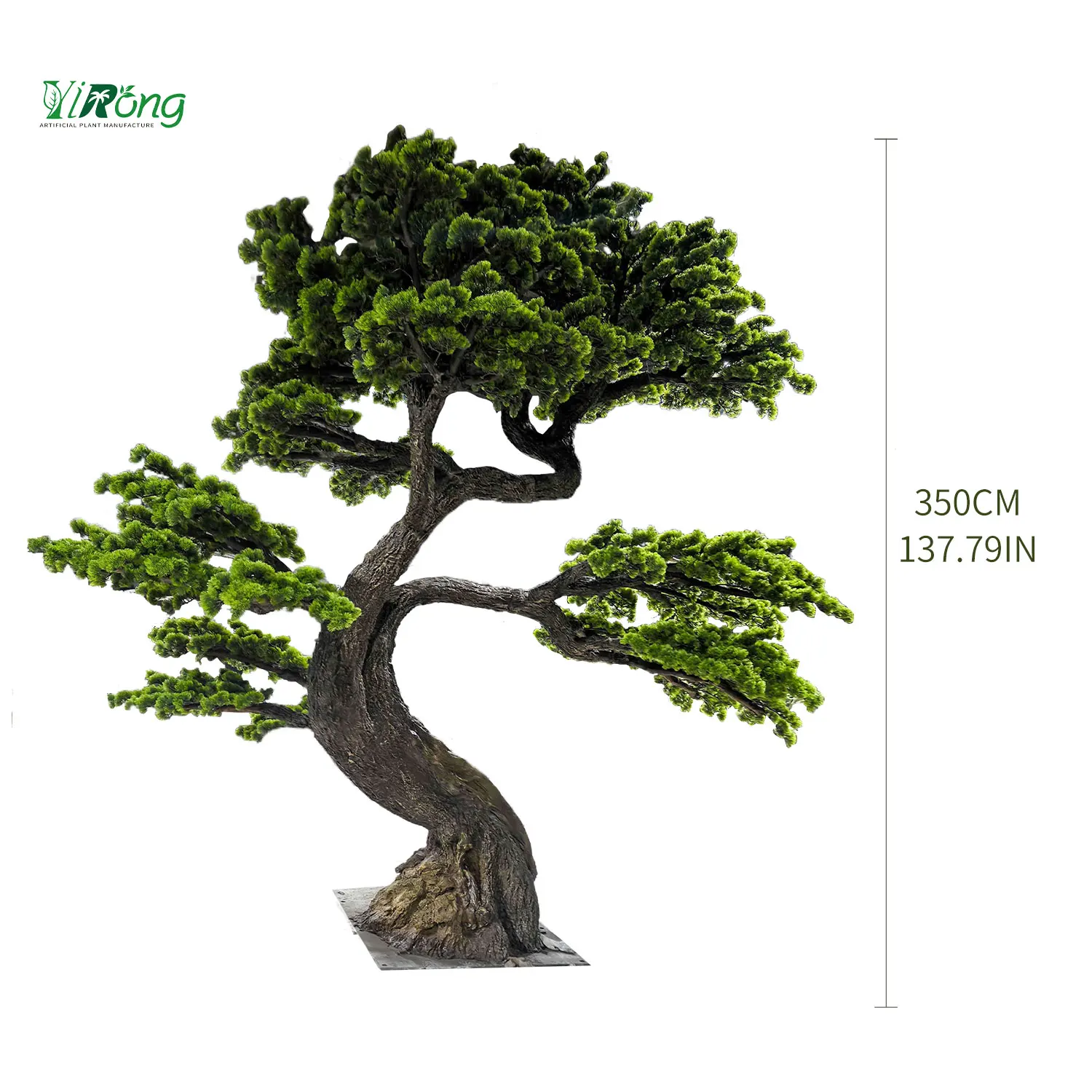 100% Handmade 3.5m High Fake Big Tree Fiberglass Green Artificial Pine Bosai Tree For Indoor Restaurant Project Interior Decor