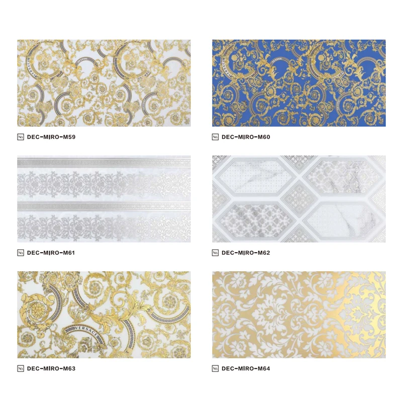 Gold Flower Polished Crystal Decorative Carpet Medallion Tiles bathroom decorate Border Ceramic tiles