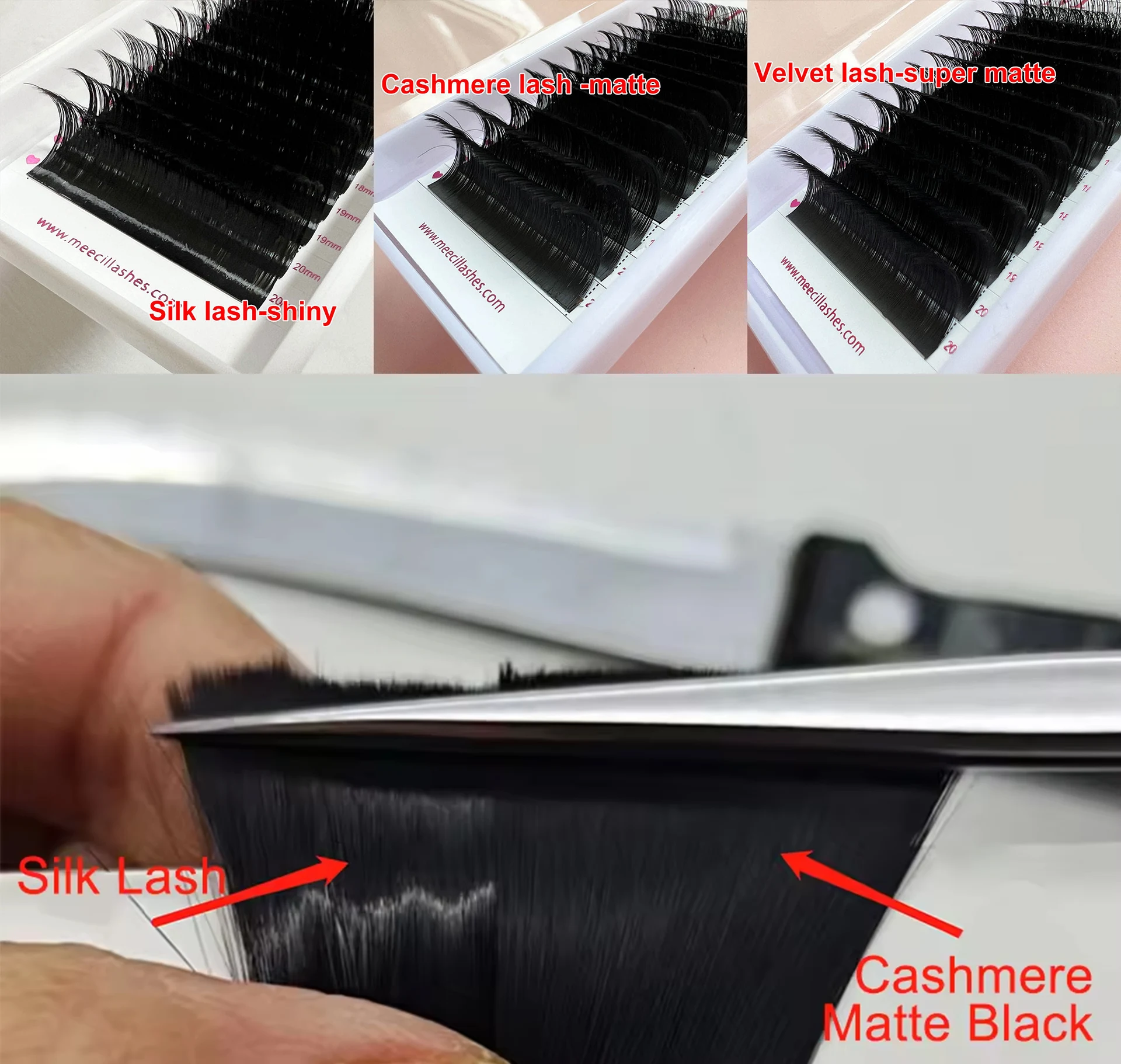 Matte Black Cashmere Lash Extensions Volume Trays 003 03 Dark Fluffy Lash Trays
