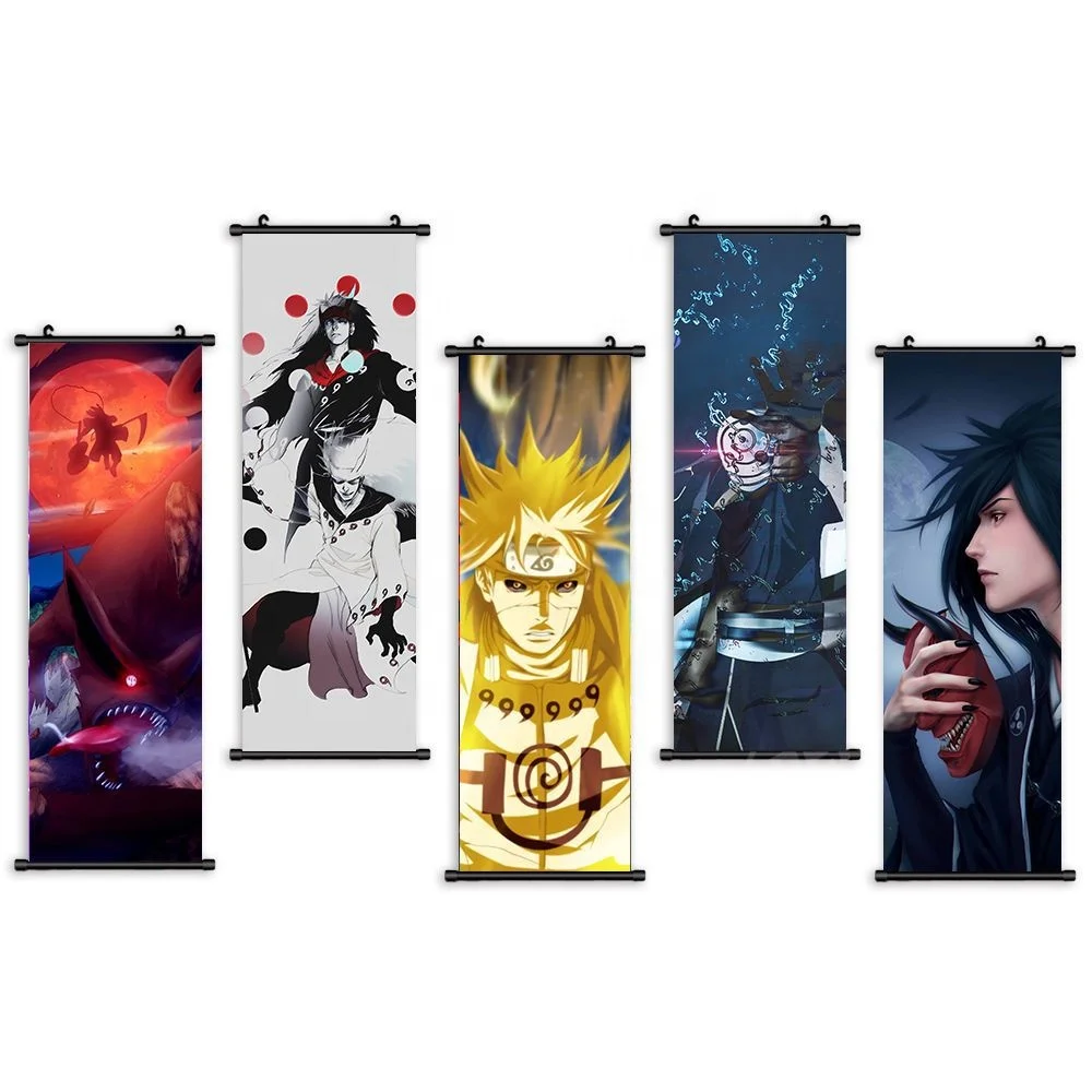 Narutos anime Ninjuji battle nine tail fox Uchiba spray painting hanging cartoon poster home wall decoration