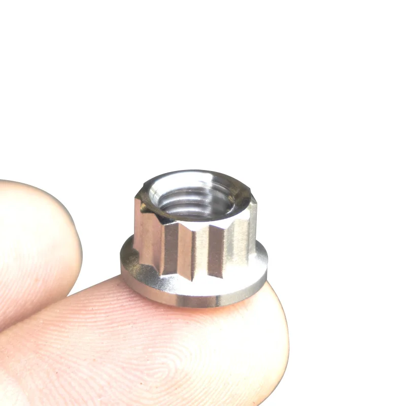 M8 Gr2 Gr5 Anodized Titanium 12 Point Flange Nut