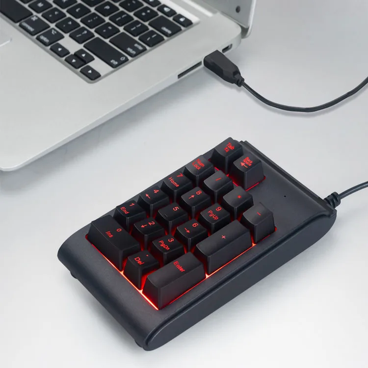 USB Проводная цифровая клавиатура 19 клавиш мини-клавиатура водонепроницаемая подсветка из АБС-пластика для ноутбуков и настольных