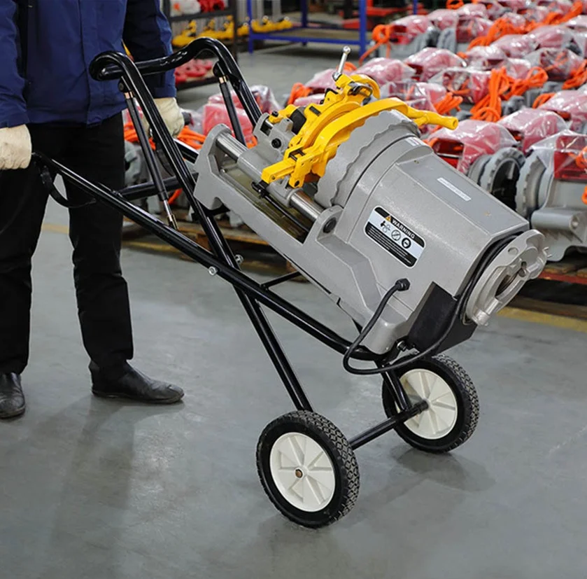 Hongli 3 Inch Top Quality 1233 Pipe Threading Machine With Folding Wheel Stand For Easy Transportation
