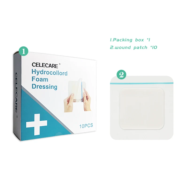Гидроколлоидная (СМС) пена для ран одноразовая Водонепроницаемая наклейка ухода за ранами