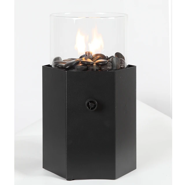 CE approved table top gas fireplace with decorative pebbles and glass cover OEM ODM