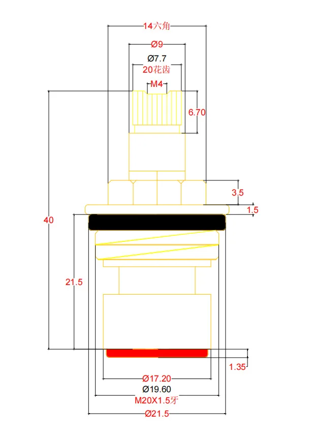 Copper valve core Faucet repair parts Water diverter valve ceramic cartridge Hot and cold water quick opening valve core