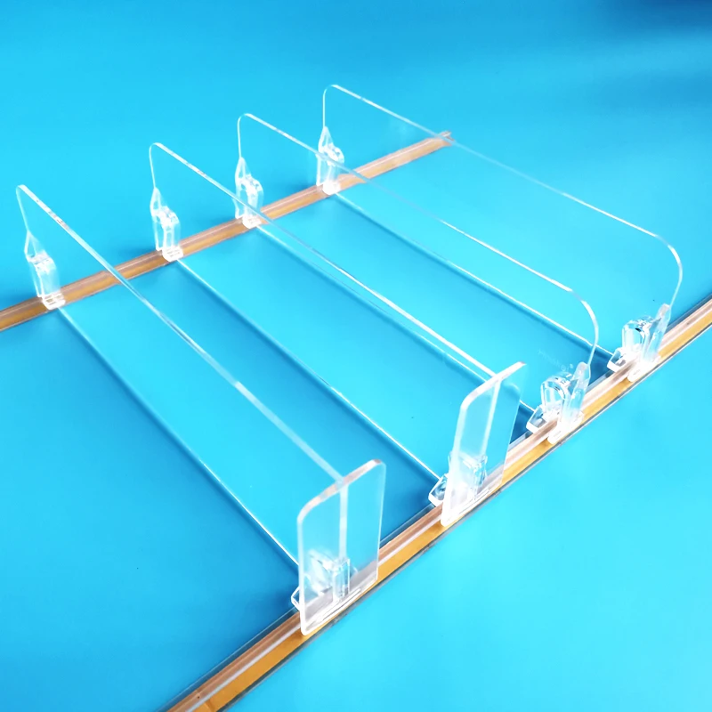 In Stock Plastic Adjustable Clear Acrylic Supermarket Pharmacy Fridge Shelf Dividers for Display