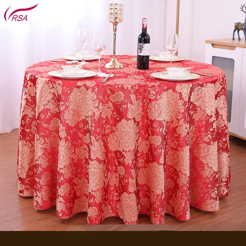  custom yellow and red color jacquard banquet round table