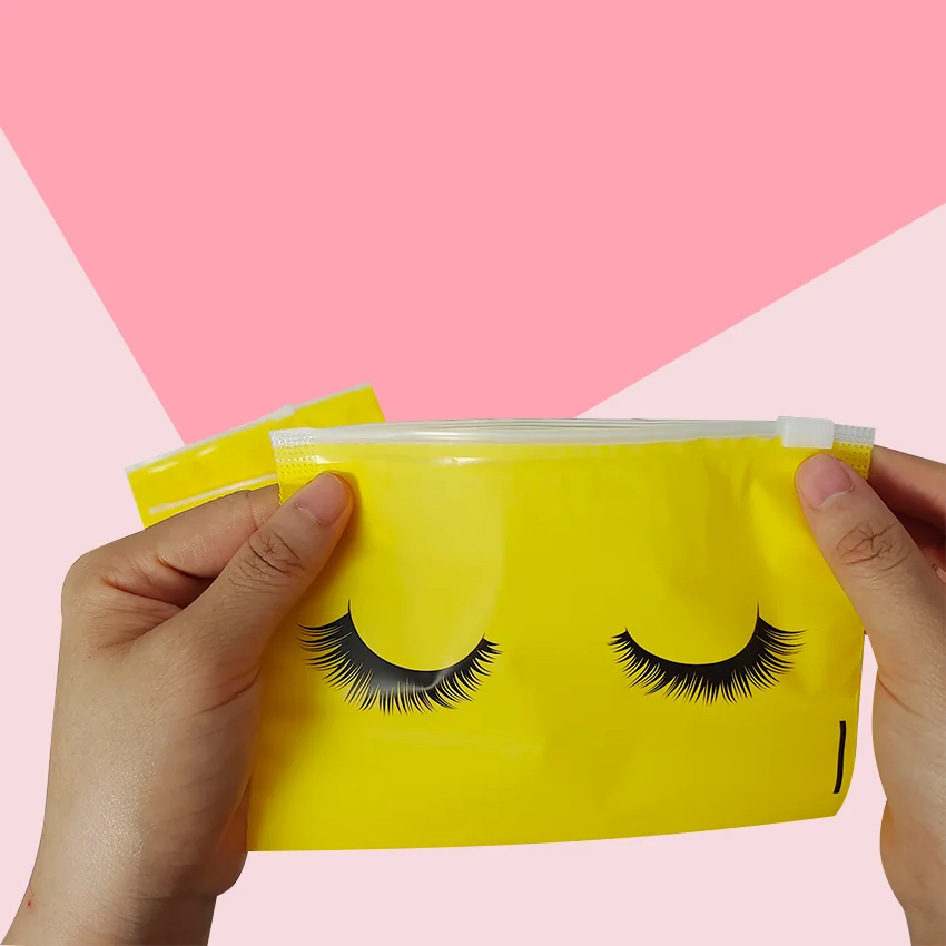 ECO PACK Custom Printing Yellow Eyelash Reusable Plastic Bag for package