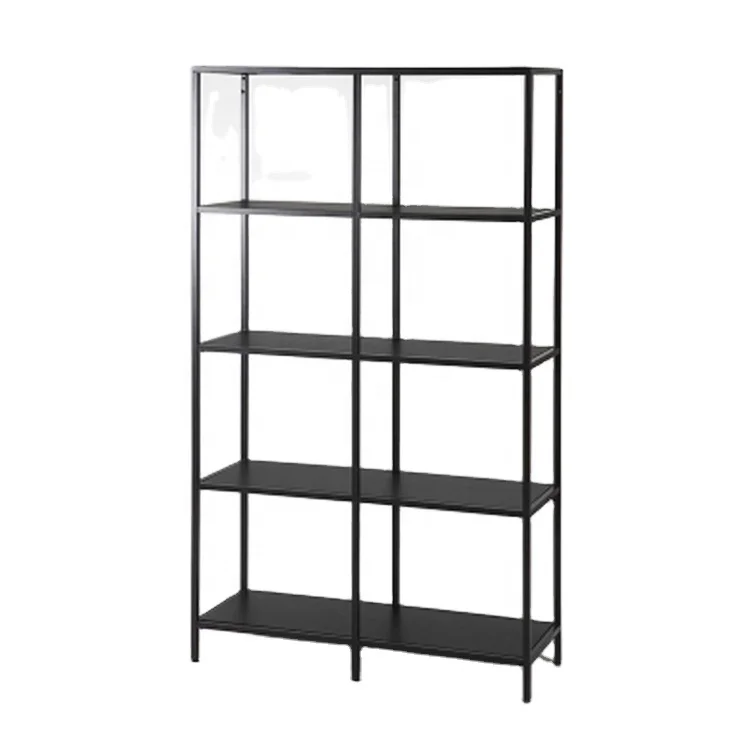 Living Room Steel Tube Bookcase Metal Bookshelf Book Display Shelving Unit Organizer With 8 Storage Cube