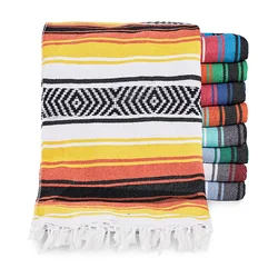 Wholesale Handmade Traditional Woven Mexican Colorful Cotton Picnic Couch Blanket For Seat Cover
