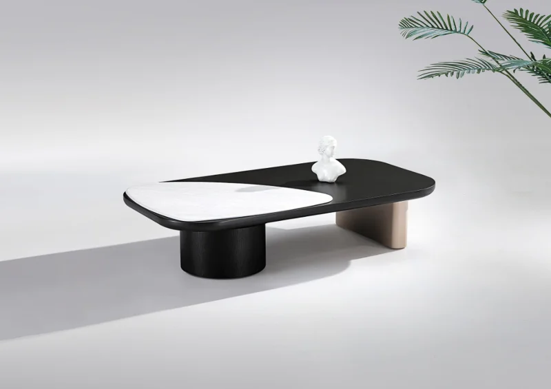 Modern Design Environmentally Friendly Coffee Table Home Living Room Furniture Wood Veneer Textured Finish Paint Staircase Use