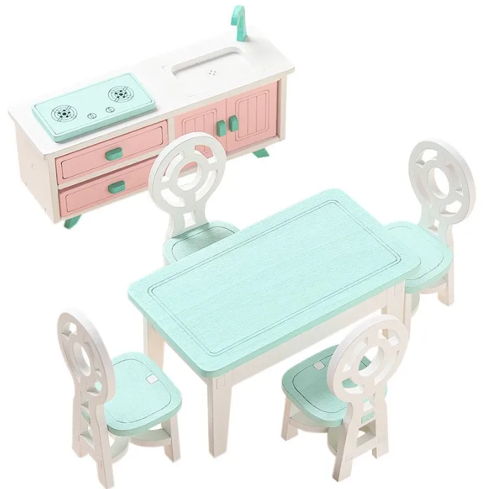 2022 New Kids Toy Pretend Play Preschool Dollhouse Furniture Toys Set Dollhouse Miniatures 1:12 Mini Dollhouse with Furniture