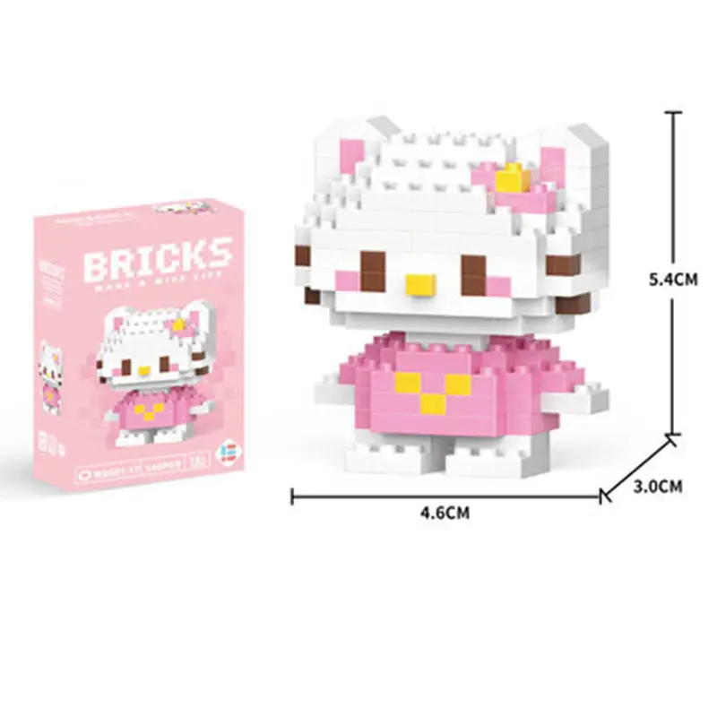 2024 Wholesale Cartoon Kuromi Pochacco DIY Building Blocks Kawaii Anime Cat Melody Assembled Toy Doll Bricks