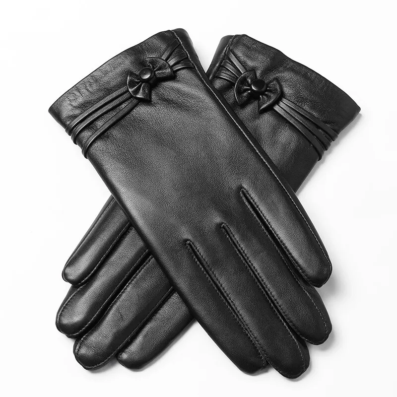 Custom  fashion ladies winter wear dressing touch screen genuine leather gloves