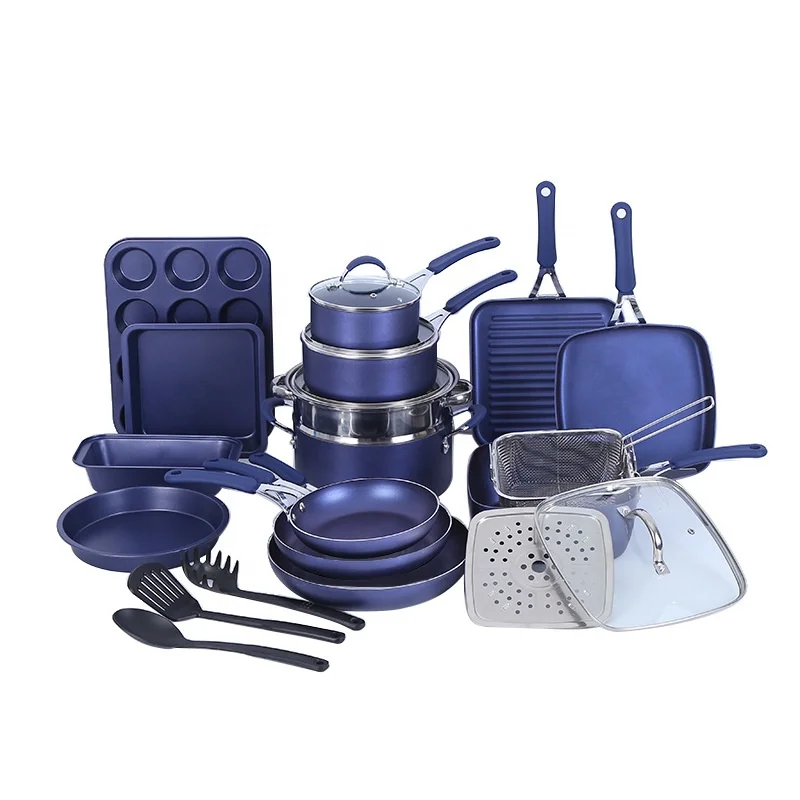 Non-stick Wok Soup Square and Round Pot and Pan Set Kitchen Steak Cake Cooking Tools Gift Cookware Set Kitchen Aluminum Carton