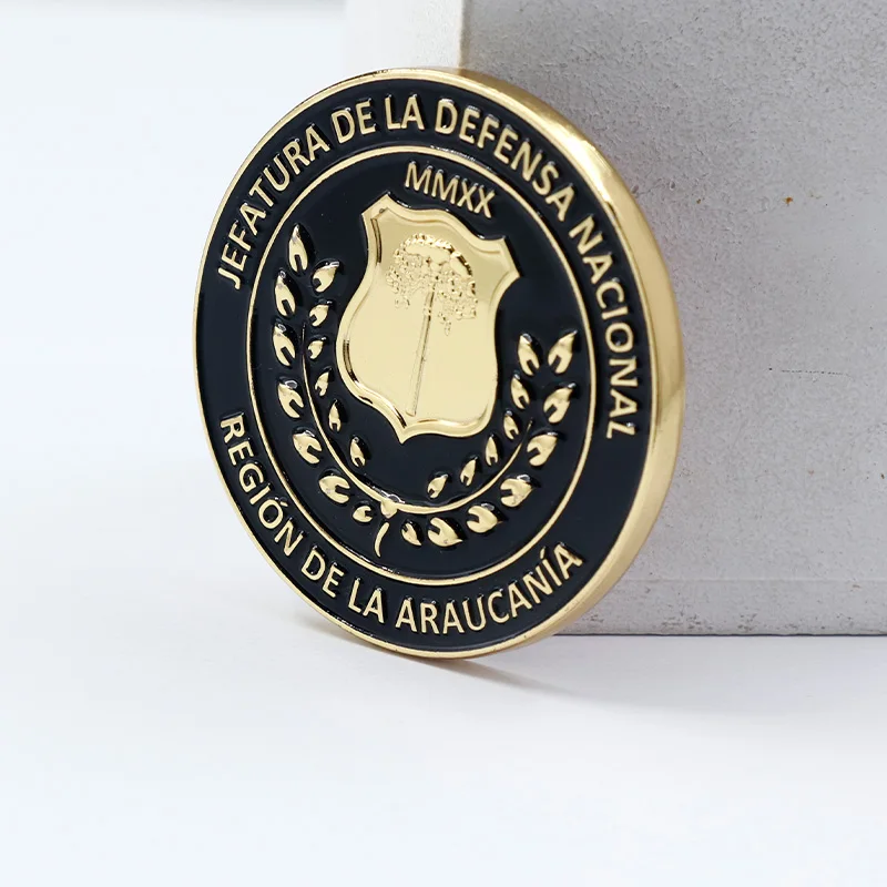 Custom Old Coin Islam Thin Blue Gold Plated Line Souvenir Stainless Steel Coin 18K Roman Statue Gold