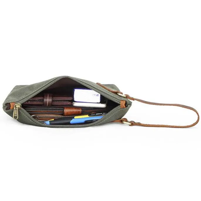 Man Wholesale Waxed Canvas Travel Make UP Pouches Toiletry Bag With Zipper