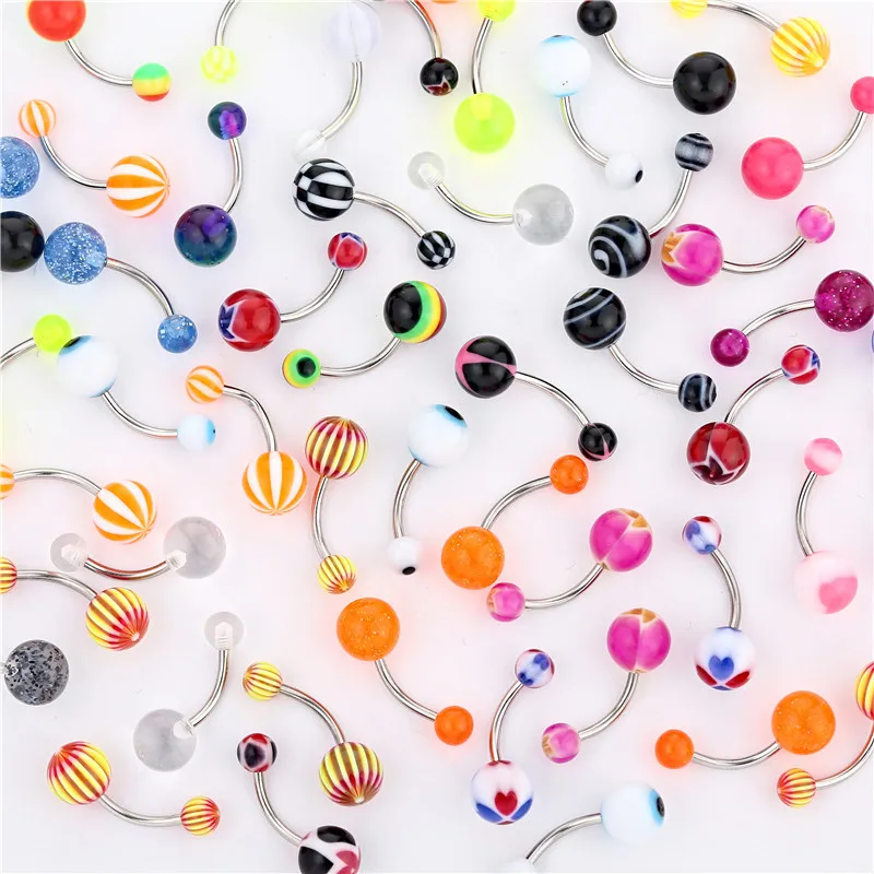 1PC Acrylic Belly Button Rings Navel Ring Mixed Colors Belly Piercing Body Jewelry for Women Beach Belly Piercing