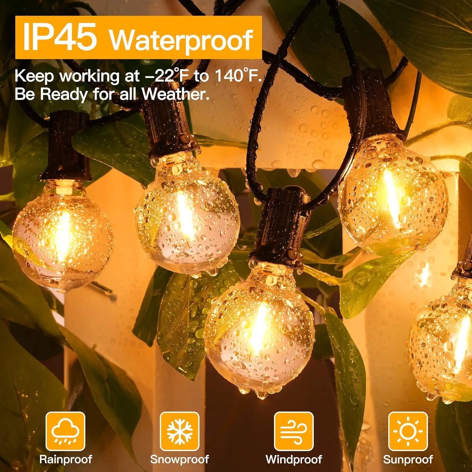 G50 IP65 decoration outdoor waterproof led string light garland patio vintage solar string lights led string light