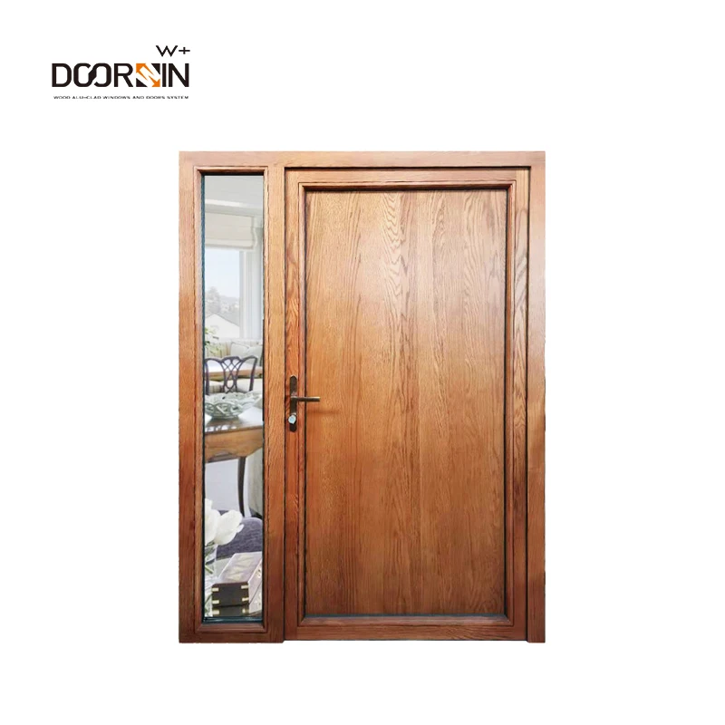 Modern NFRC Interior Wooden Single Doors Sound Proof With Glass Security For Houses Solid Wood Front Entry Doors