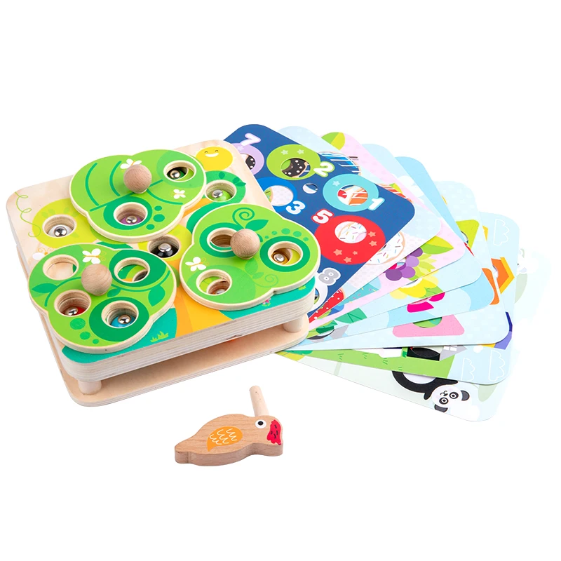 Прямая продажа Магнитная деревянная головоломка комплект червь ошибка ловли ролевые игры обучающая игрушка настольная игра для детей