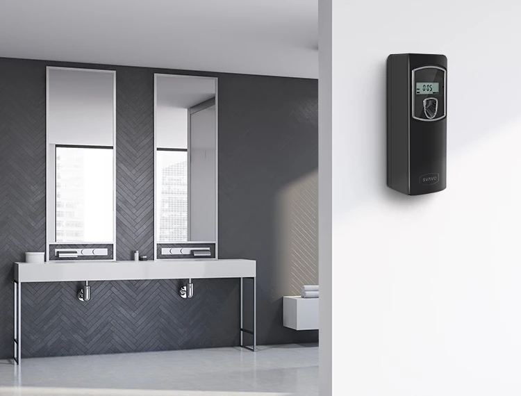 Toilet motion sensor lcd battery operated automatic air freshener wall mounted  fragrance spray perfume dispenser