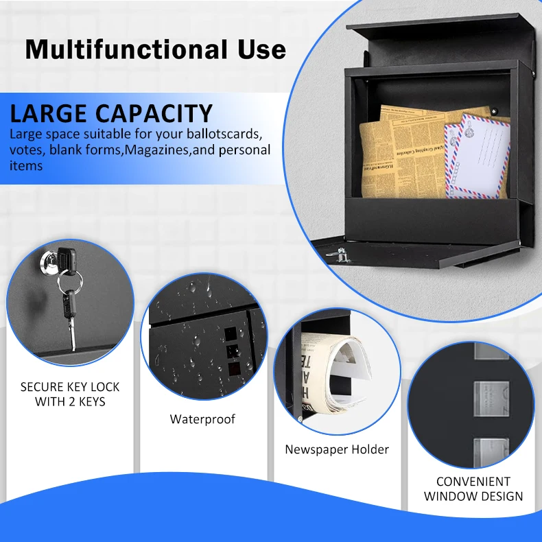 wholesale modern design wall mounted metal galvanized steel stainless steel color mailbox letterbox postbox