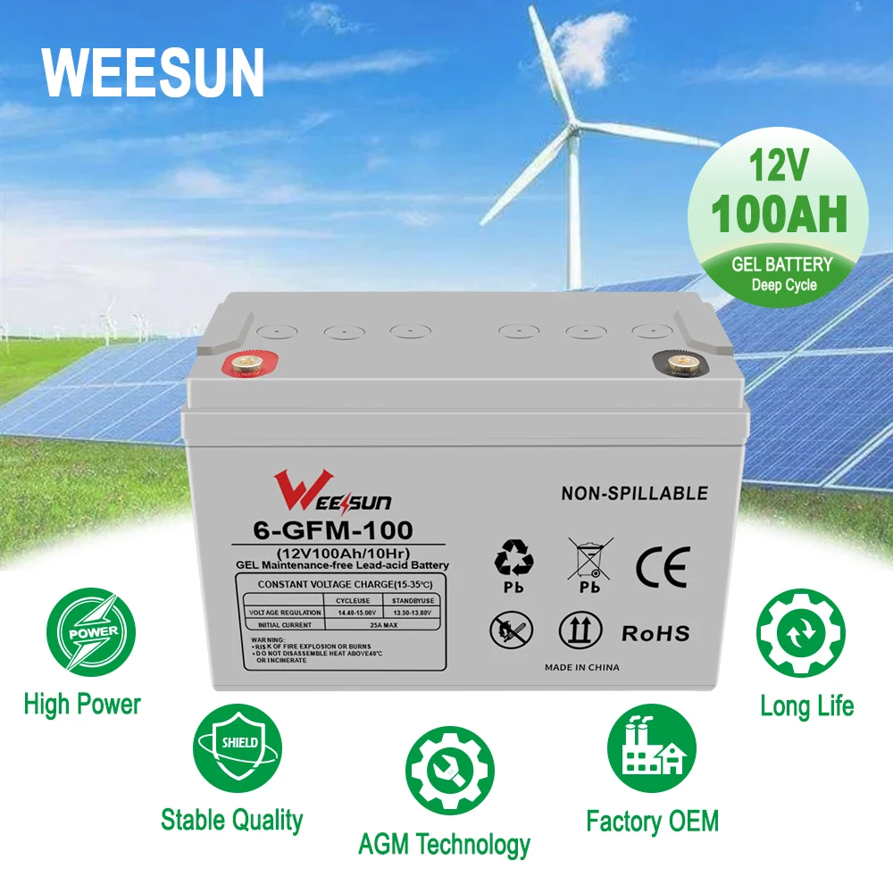 Китай Лучшая цена agm Глубокий Цикл сухой 12v100ah 150ah солнечная батарея 12 В гелевая промышленная Серверная система питания светодиодная лампа для домашнего использования