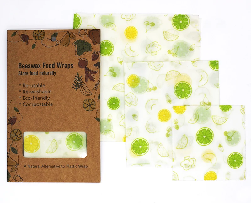 Organic Eco Friendly Reusable Fruit Sandwich Vegetable natural Beeswax food wrapper package orange fruit design direct factory