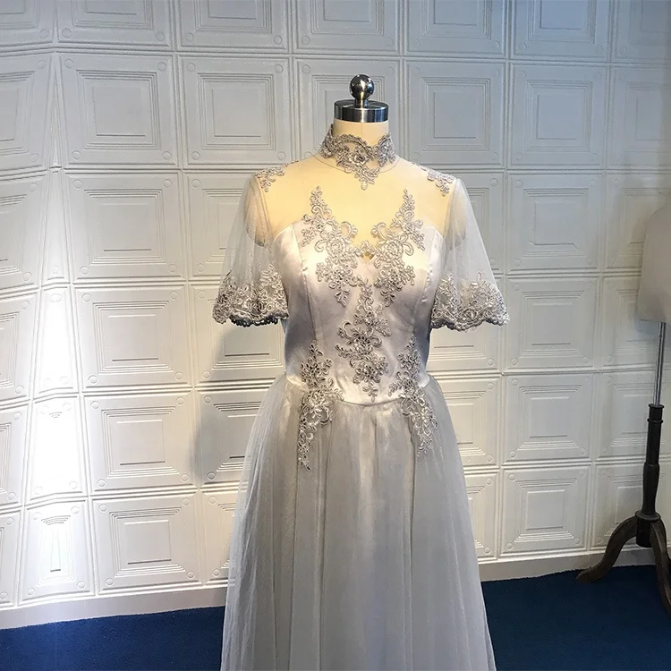 bridesmaid robe de mariage sirenes 2020  flower girls dresses lace gray color short gowns plus sizes