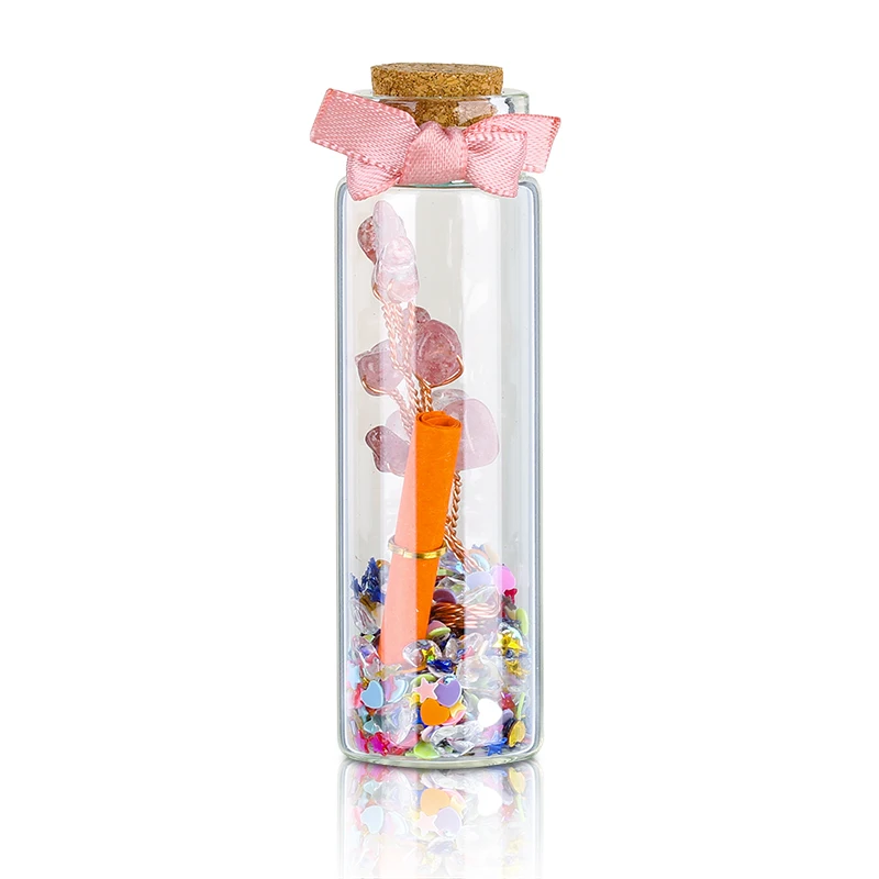 Promotional Gift Wishing Bottle Tiny Glass Container Vial Gemstone Drift