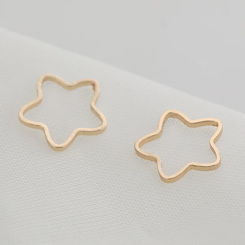 Copper diy jewelry material real gold plated love heart water drop star pendant color preservation golden pendant