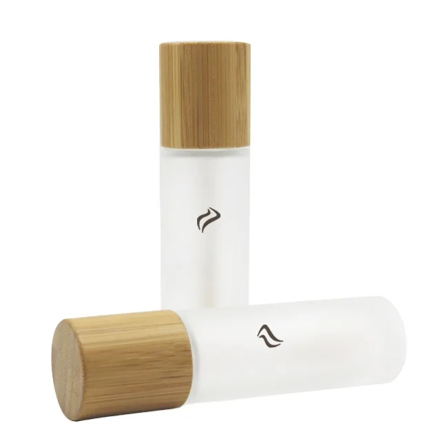 Hot Selling Frosted Glass Bottle for Cosmetic Concealer  Bottle with Brush Bamboo Concealer Container
