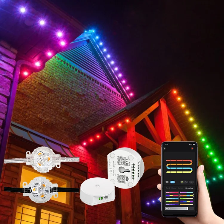 permanent christmas lighting IP68 smart wifi controller house exterior led lights pixel permanent outdoor holiday lights