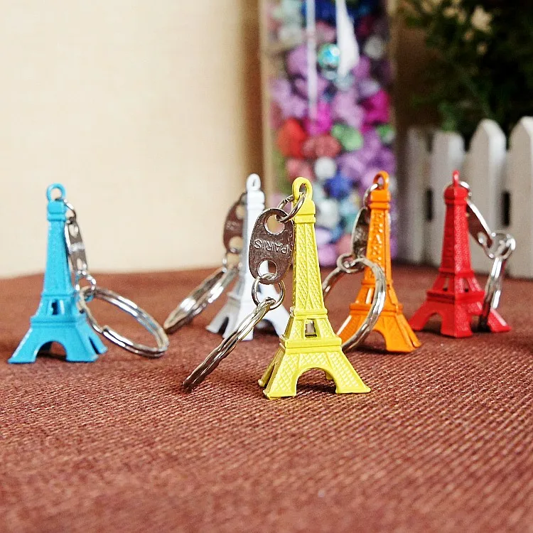 Wholesale Hot Sale Paris Souvenir Alloy 5cm Eiffel Tower Keychain Color Eiffel Tower Model Metal Keychain