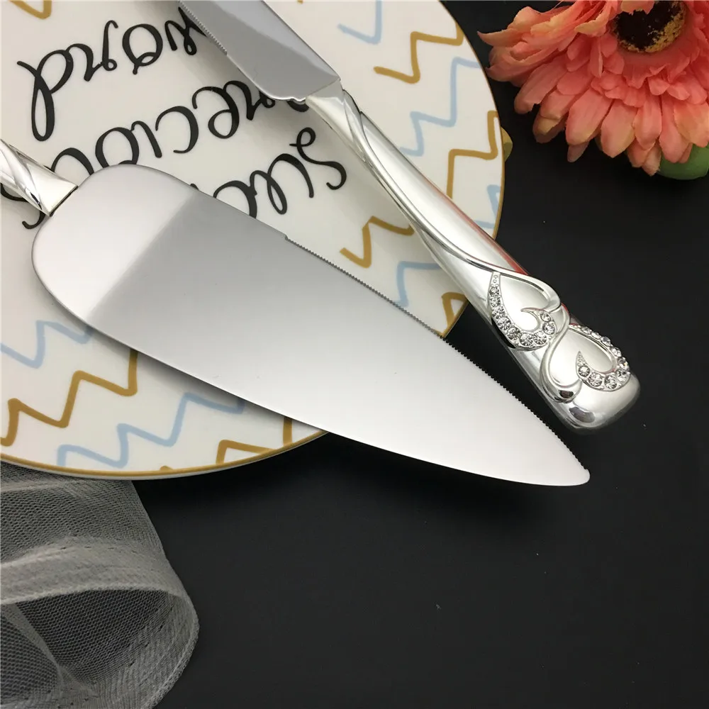 High grade stainless steel Anniversary Vintage Party cake shovel Decoration Silver Wedding cake knife and server set