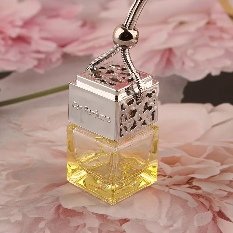 8ml Luxury Square Shaped Empty Mini Hanging Aromatherapy Air Freshener Essential Oil Glass Car Diffuser Perfume Bottle