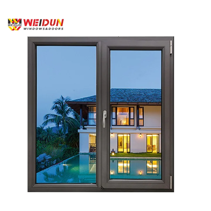 Weidun French style high quality aluminum impact windows lowes double tempered glazing thermal break insulation casement window