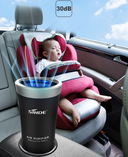 2022 Mini Portable Car Air Purifier With HEPA Filter And Activated Carbon To Remove Dust