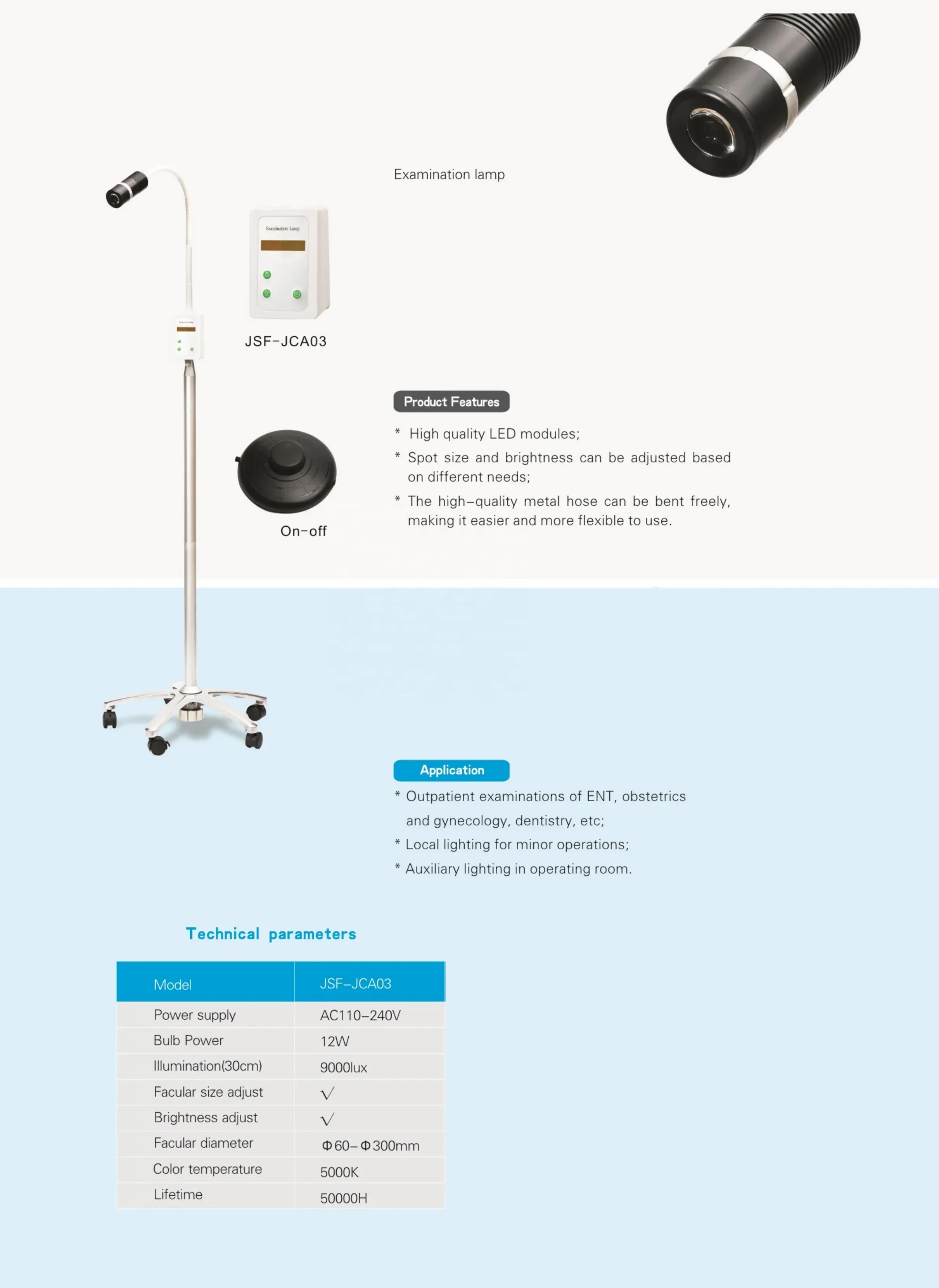 12W LED JCA03 Dental Surgical Loupes with Cordless Light Wall Mounted Operating Light Lamp for Examinations and Surgeries