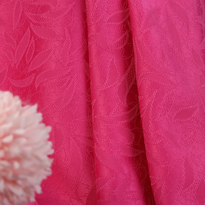 top quality 100% polyester Leaf color butyl jacquard fabric for Imitation silk dress skirt pajamas for women